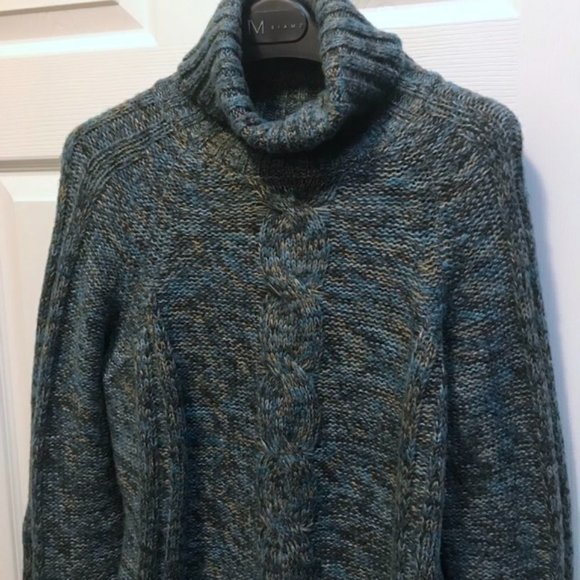 💙💚 Pretty POINT ZERO Turquoise Teal Multi Turtleneck Pullover Sweater - Picture 2 of 12